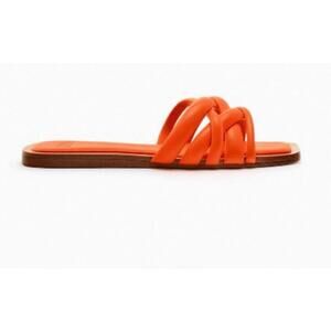 Zara Womens Sandals Flats Slip Ons Orange Size US 7.5 NWT Designer